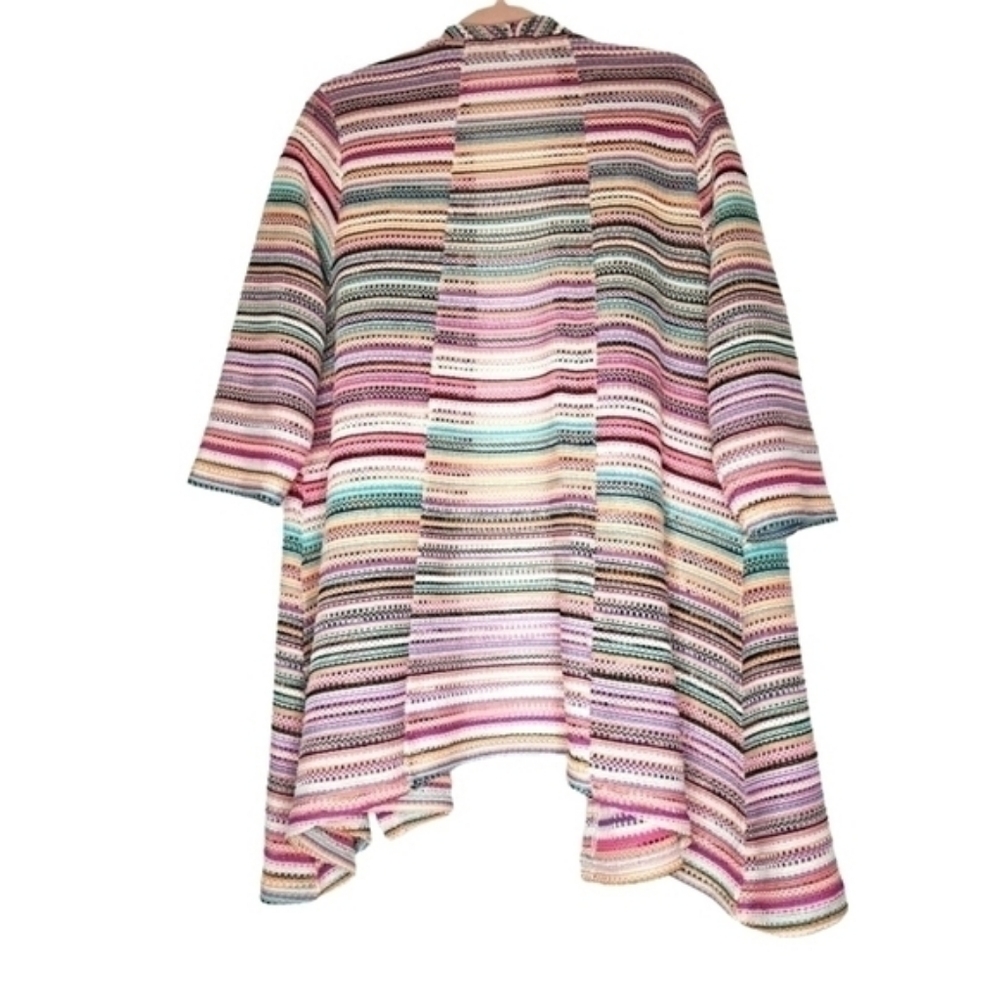 Erin London Multi-Color Pastel Striped Open-Knit Cardigan Cover Up